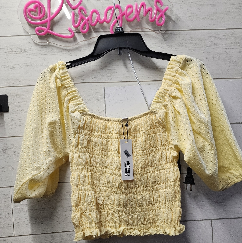 NWT Yellow Smocked  Top